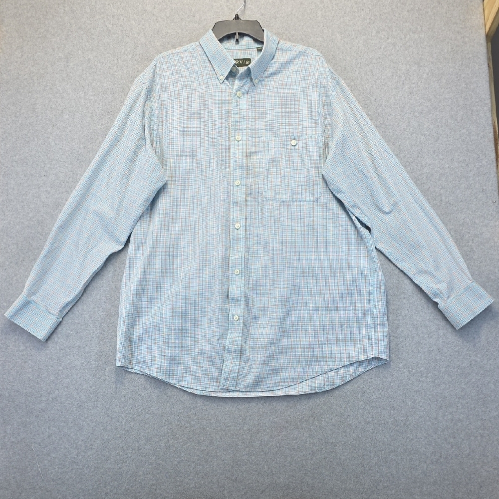Orvis Men’s XL Tall Plaid Button Down Shirt 100% Cotton Long Sleeve